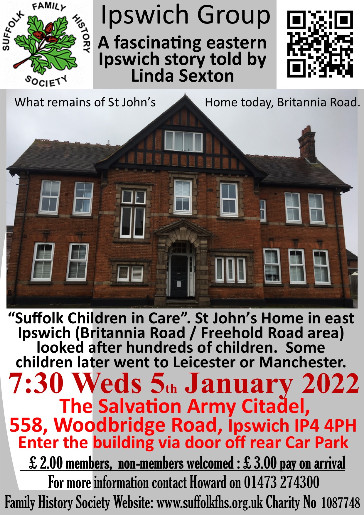 Ipswich Group, Suffolk Family History Society, "Suffolk Children in Care" St Johns Home East Ipswich. | Flyer Magazines