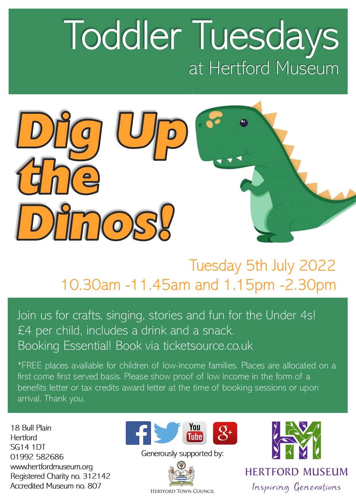 Toddler Tuesdays at Hertford Museum@ Dig Up the Dinos! | Flyer Magazines
