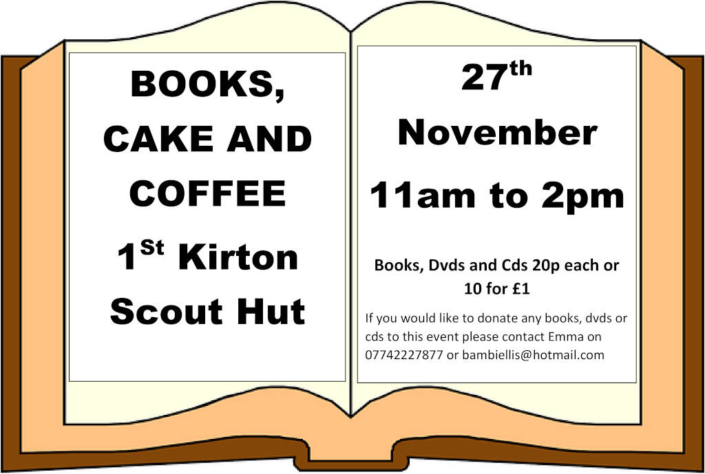 1st Kirton Books, Cake and Coffee Sale | Flyer Magazines